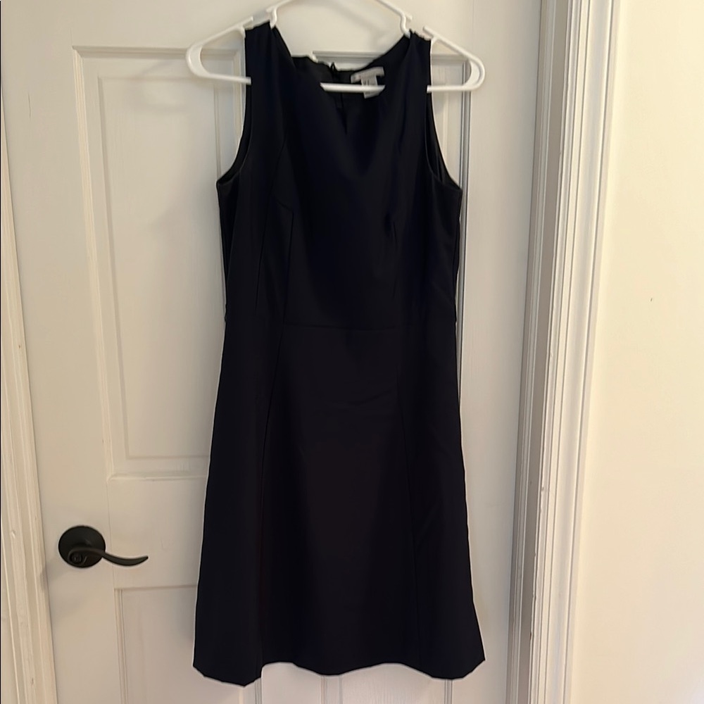 Navy high -Neck Sleeveless Knee-Length Dress